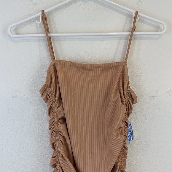 NWT Free People On Your Side Nude Ruched Bodysuit - Picture 4 of 12